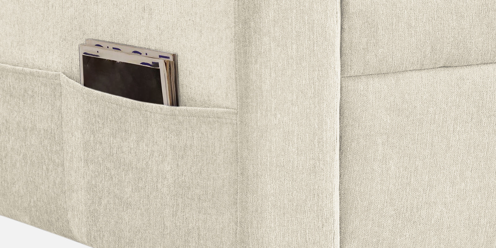 Kara Fabric 2 Seater Pull Out Sofa Cum Bed In Ivory Cream Colour - Febonic Living