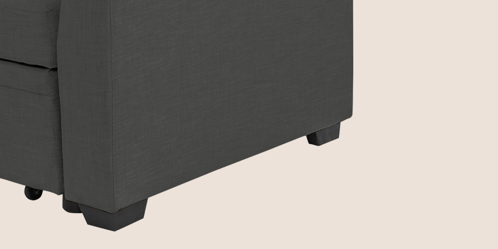 Jody Fabric 3 Seater Pull Out Sofa Cum Bed In Charcoal Grey Colour With Storage - Febonic Living
