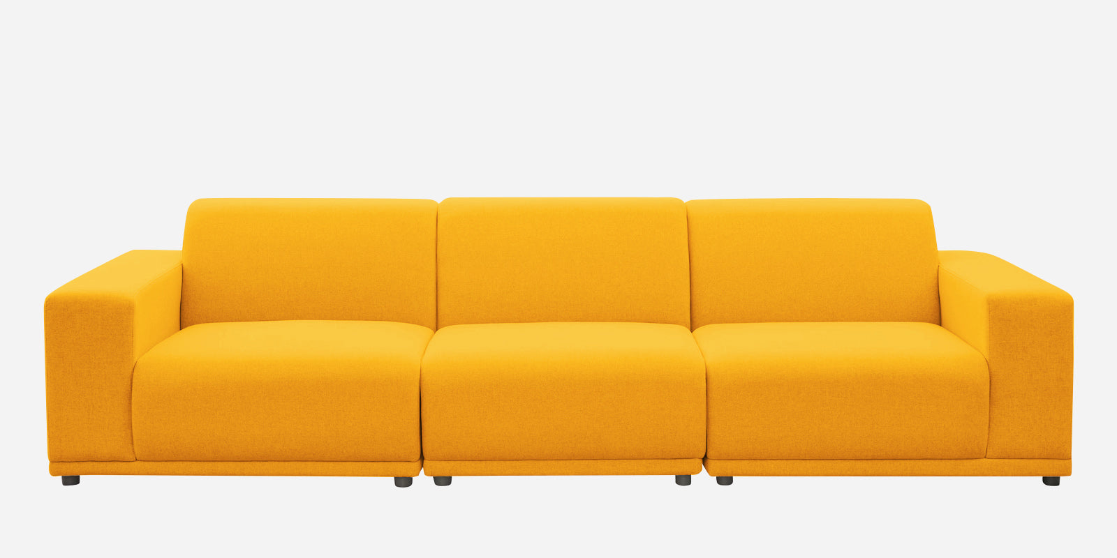 Adam Fabric RHS Sectional Sofa (3+Ottoman Lounger) In Bold Yellow Colour - Febonic Living