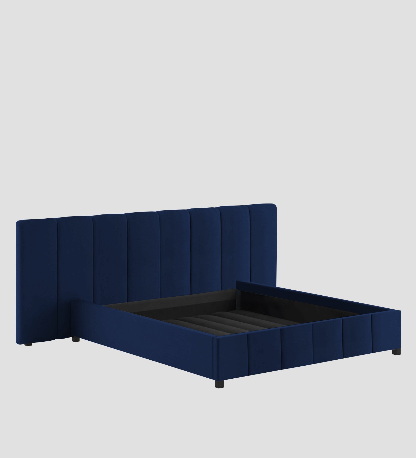 Nora Fabric Queen Size Bed In Royal Blue Colour With Box Storage - Febonic Living