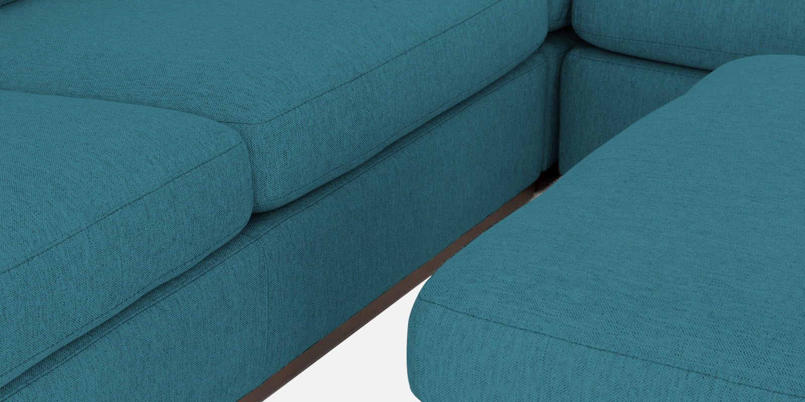 Freedom Velvet 6 Seater LHS Corner Sofa In Aqua Blue Colour With Ottoman - Febonic Living