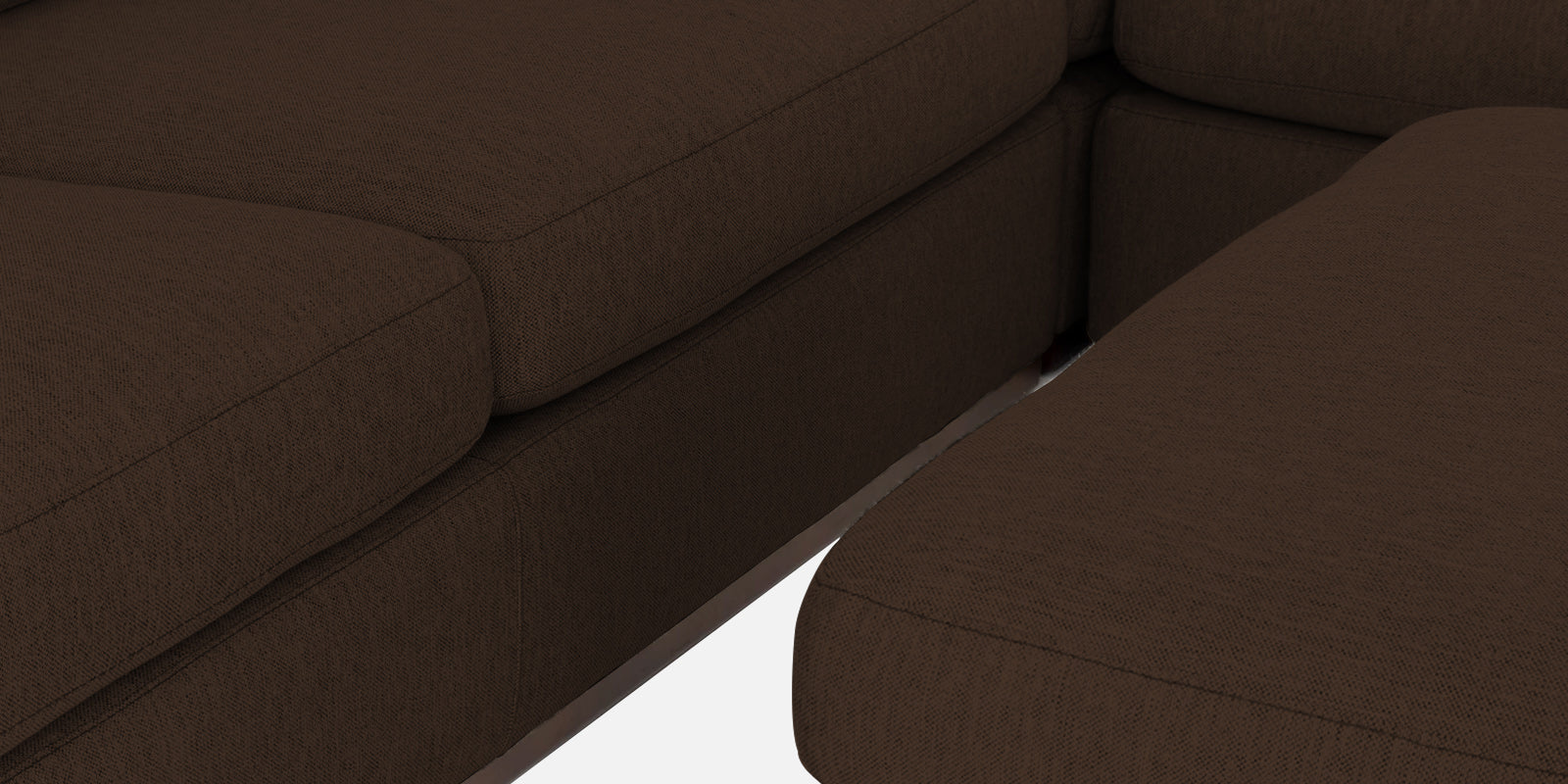 Freedom Velvet 6 Seater LHS Corner Sofa In Cholocate Brown Colour With Ottoman - Febonic Living