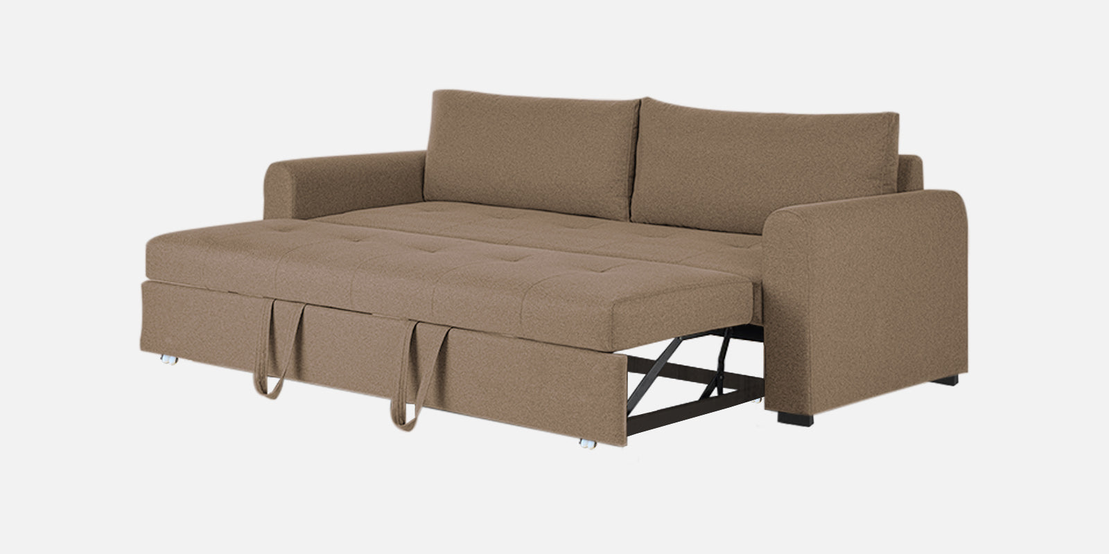 Sigma Fabric 3 Seater Pull Out Sofa Cum Bed In Cookie Beige Colour - Febonic Living