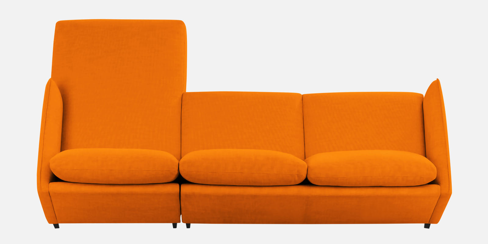 Piku Fabric LHS Sectional Sofa (3+Lounger) In Vivid Orange Colour - Febonic Living