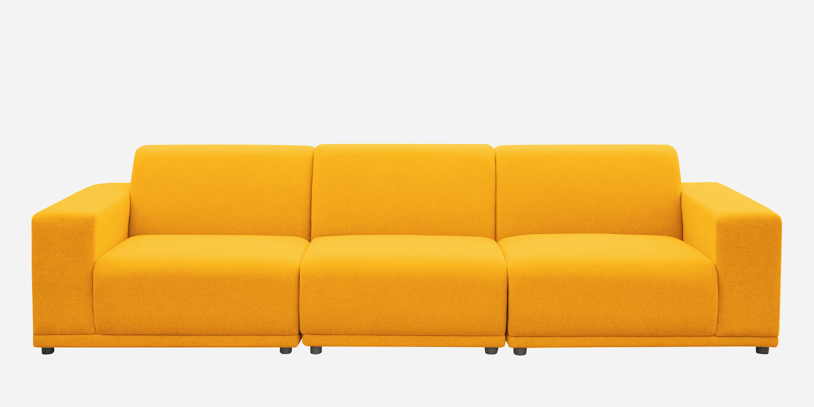 Adam Fabric LHS Sectional Sofa (3+Ottoman Lounger) In Bold Yellow Colour - Febonic Living