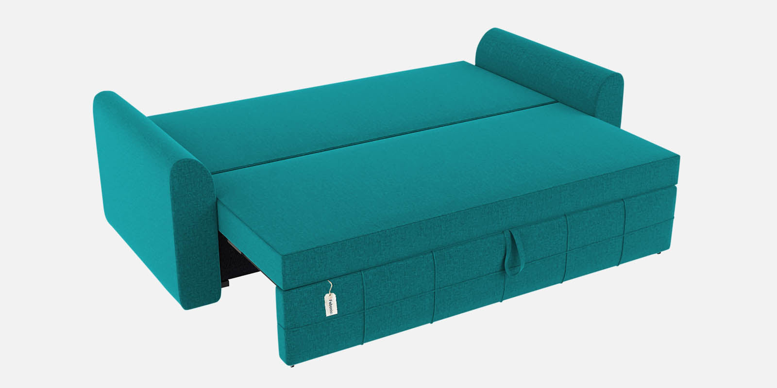 Ines Velvet 3 Seater Pull Out Sofa Cum Bed In Sea Green Colour With Storage - Febonic Living