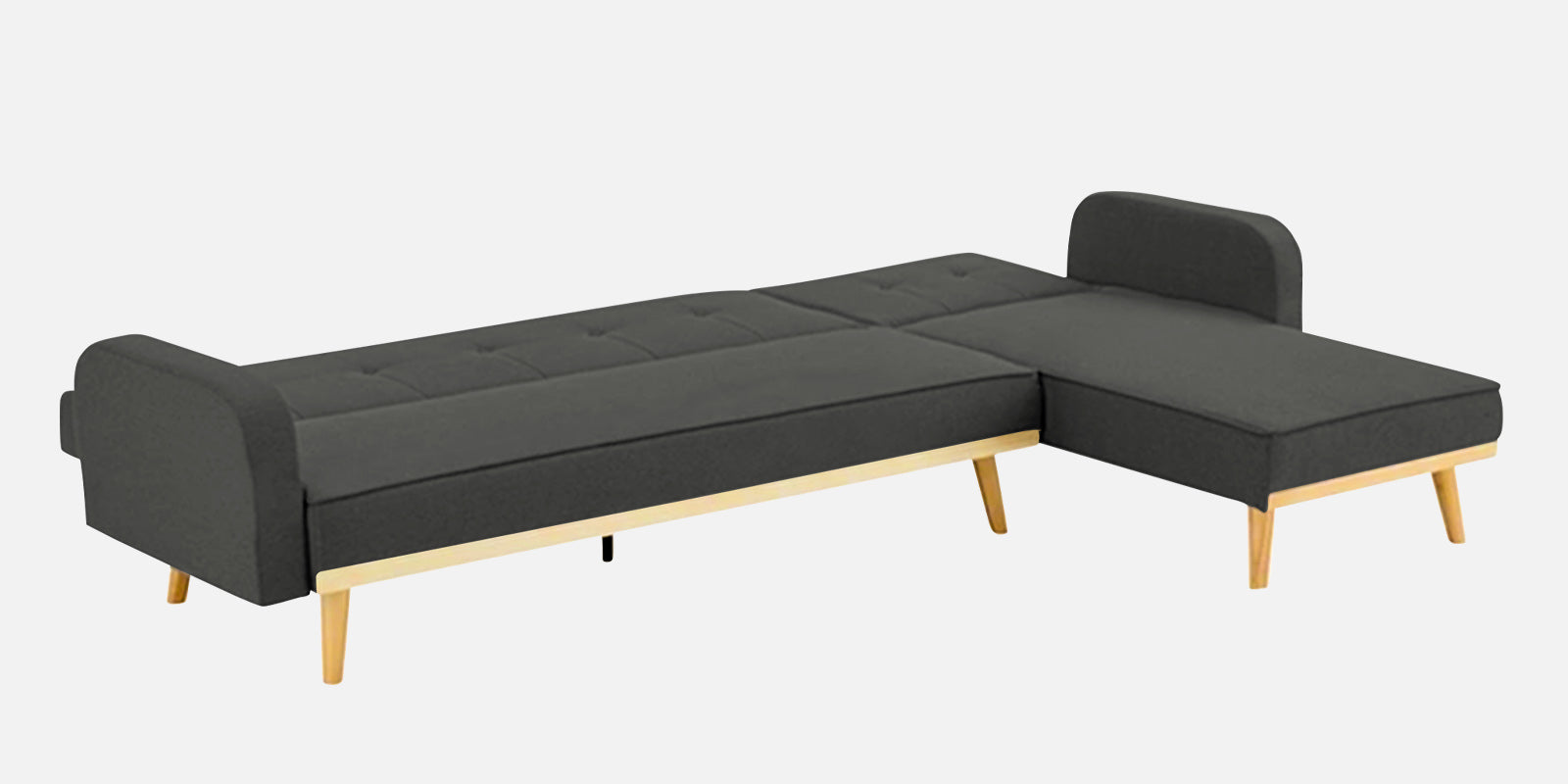 Zuno Fabric RHS Convertible Sofa Cum Bed In Charcoal Grey Colour - Febonic Living