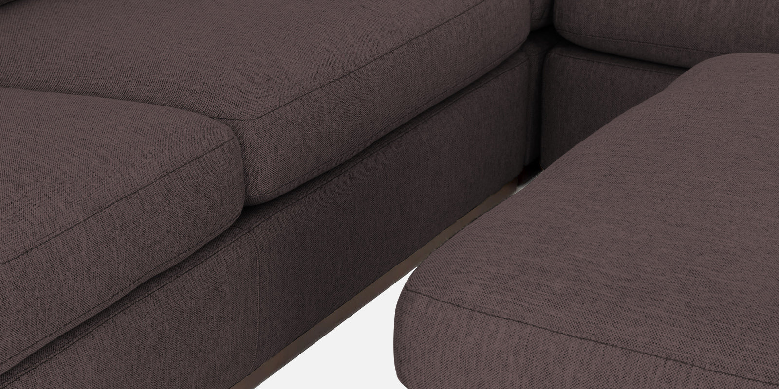 Freedom Velvet 6 Seater LHS Corner Sofa In Mocha Brown Colour With Ottoman - Febonic Living
