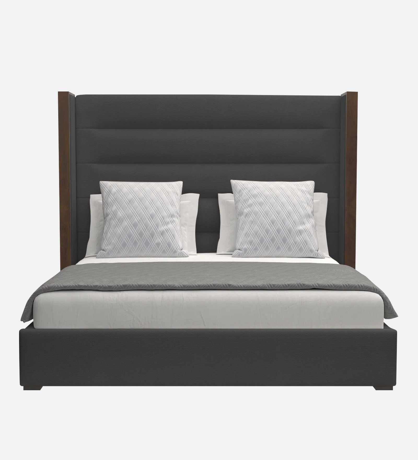 Sunny Fabric Queen Size Bed In Charcoal Grey Colour - Febonic Living