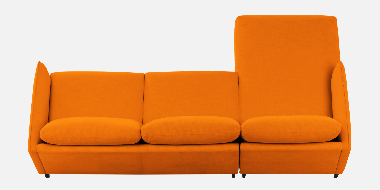 Piku Fabric RHS Sectional Sofa (3+Lounger) In Vivid Orange Colour - Febonic Living