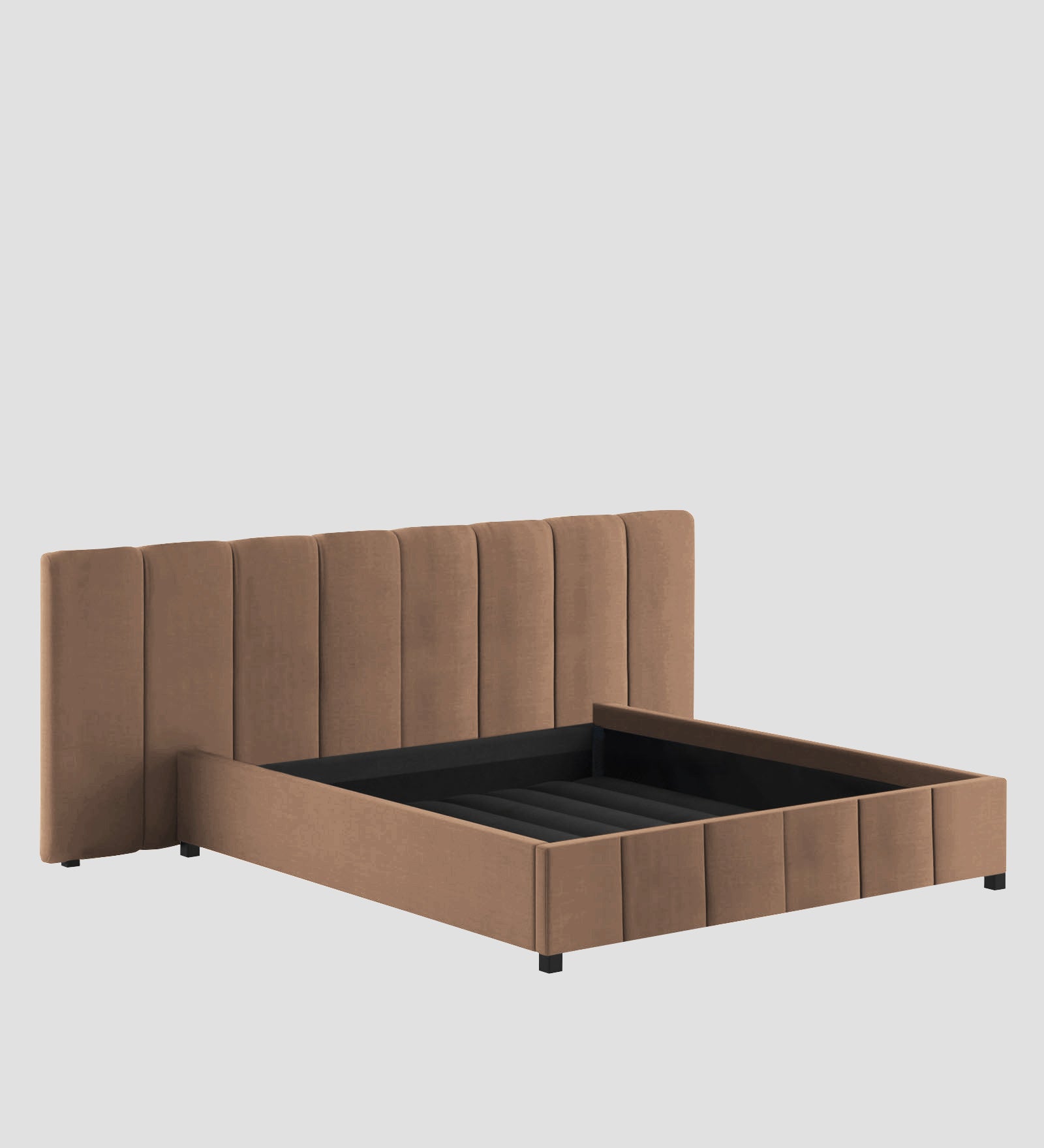 Nora Fabric Queen Size Bed In Cosmic Beige Colour With Box Storage