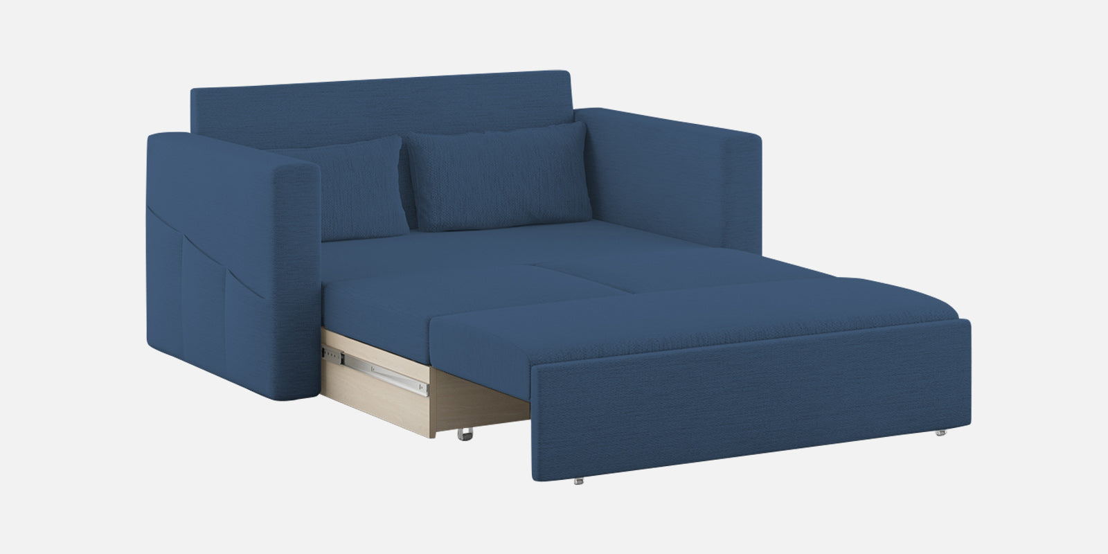 River Fabric 2 Seater Pull Out Sofa Cum Bed In Light Blue Colour - Febonic Living