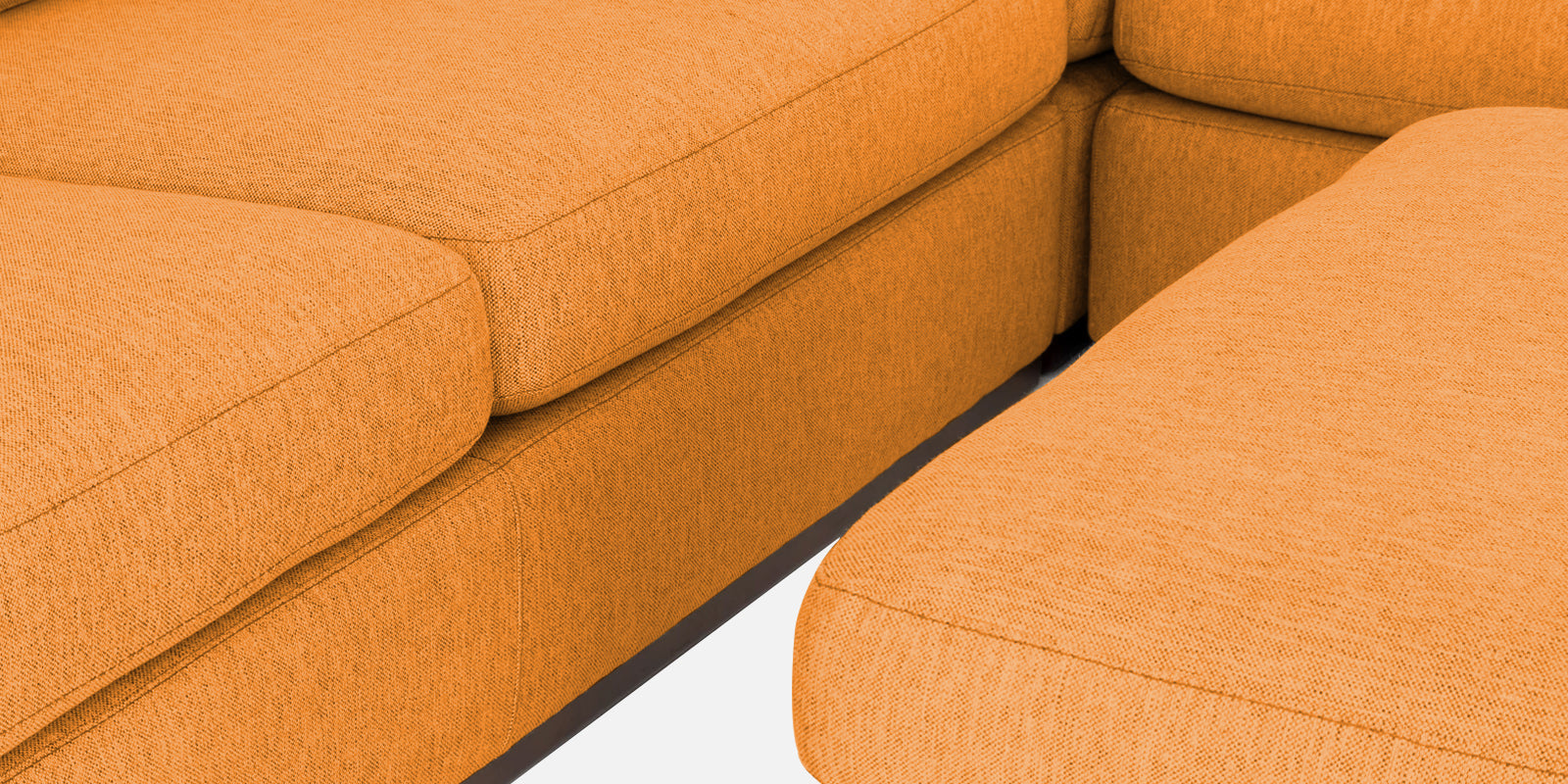Freedom Velvet 6 Seater LHS Corner Sofa In Tangerine Orange Colour With Ottoman - Febonic Living