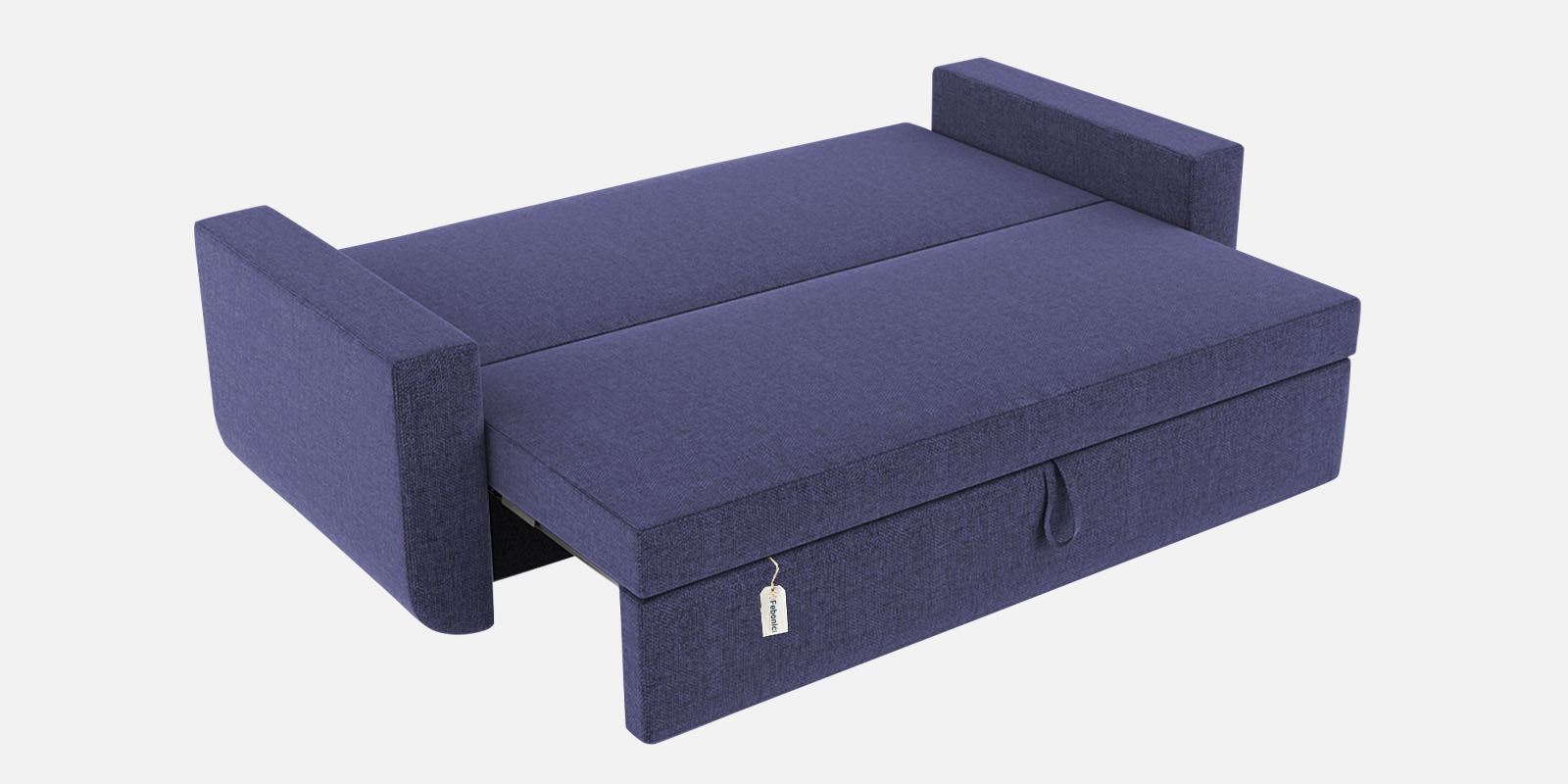 Grace Fabric 3 Seater Pull Out Sofa Cum Bed In Slate Blue Colour With Storage - Febonic Living