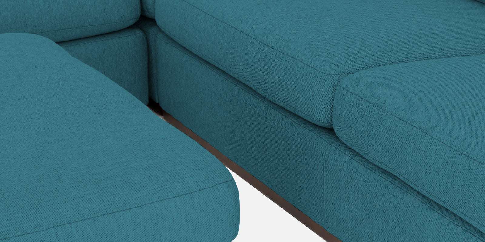 Freedom Velvet 6 Seater RHS Corner Sofa In Aqua Blue Colour With Ottoman - Febonic Living