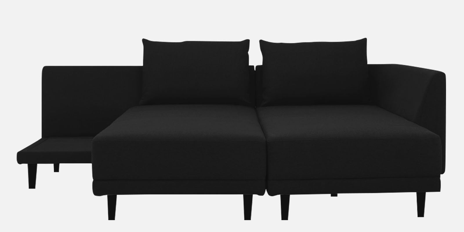 Ira Fabric LHS 6 Seater Convertible Sofa Cum Bed In Zed Black Colour - Febonic Living