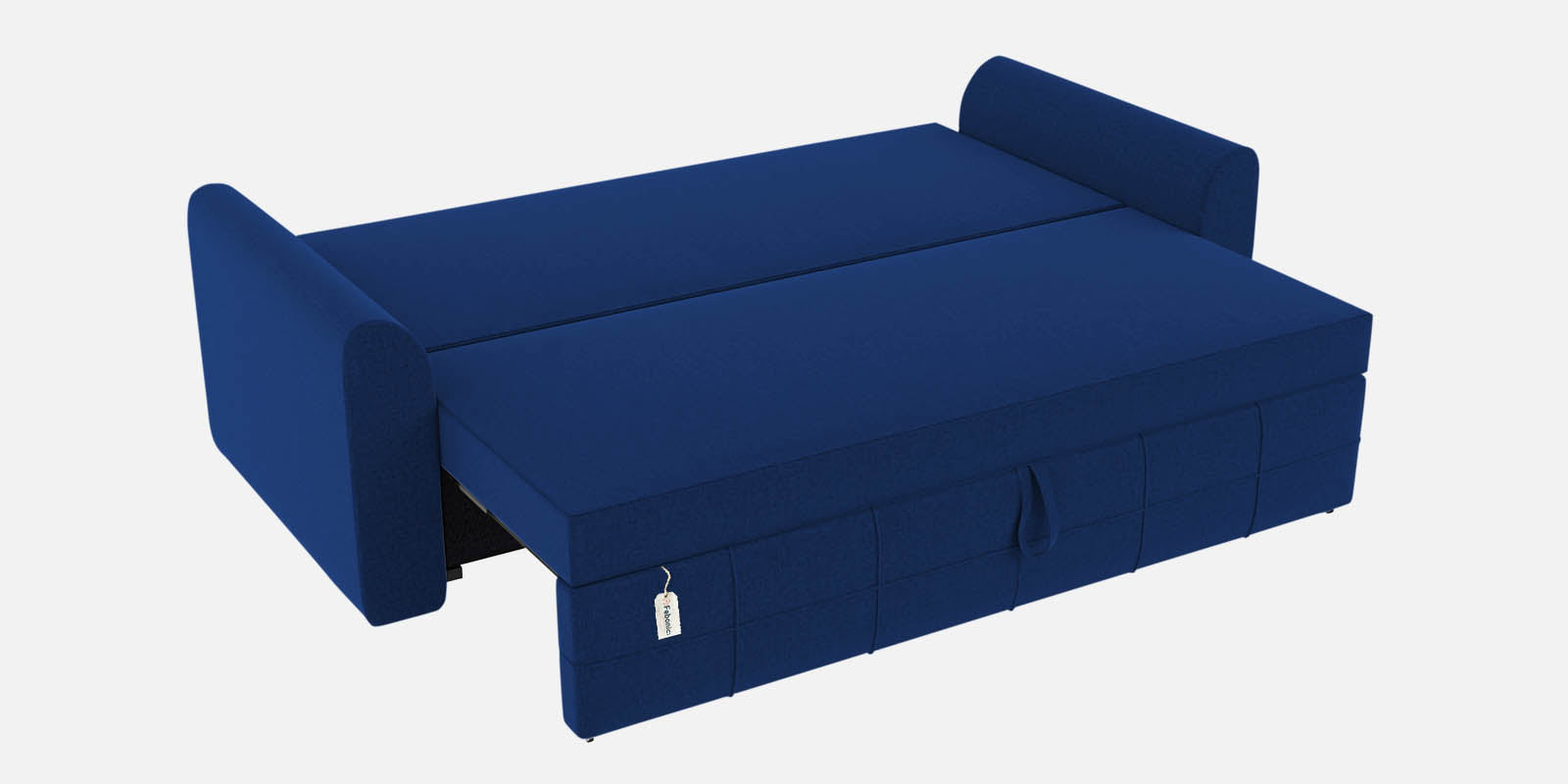 Ines Velvet 3 Seater Pull Out Sofa Cum Bed In Royal Blue Colour With Storage - Febonic Living