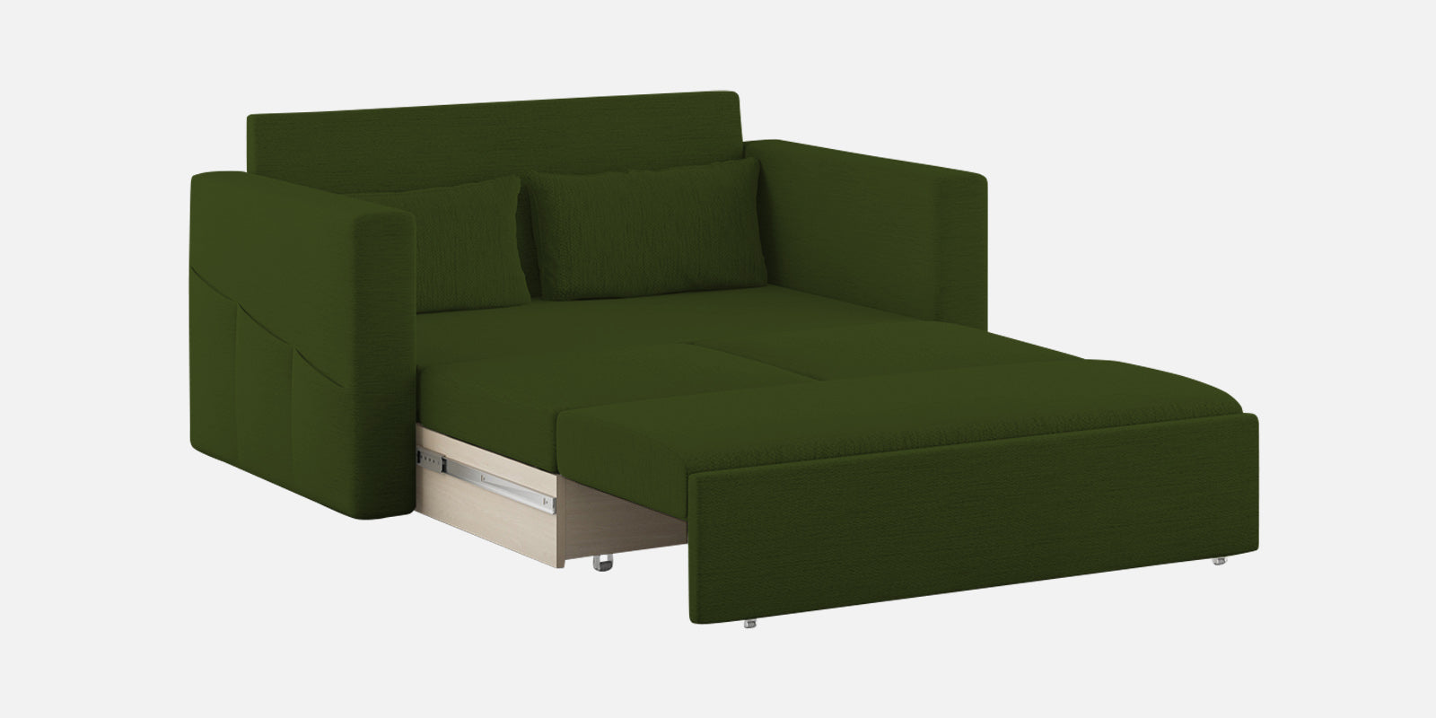 River Fabric 2 Seater Pull Out Sofa Cum Bed In Olive Green Colour - Febonic Living