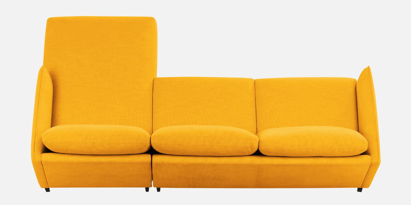 Piku Fabric LHS Sectional Sofa (3+Lounger) In Bold Yellow Colour - Febonic Living