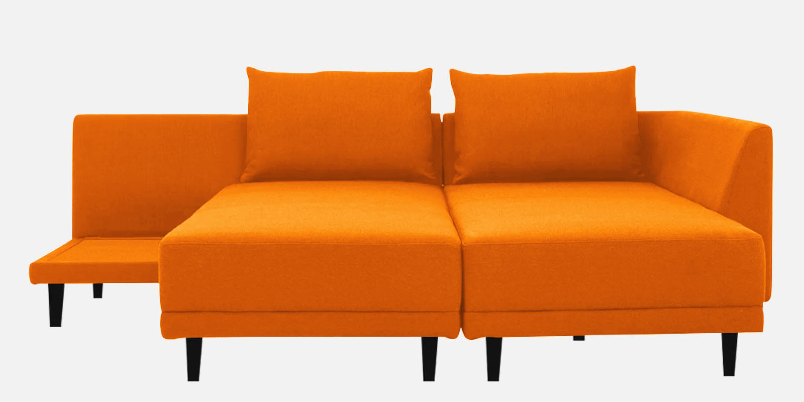 Ira Fabric LHS 6 Seater Convertible Sofa Cum Bed In Vivid Orange Colour - Febonic Living