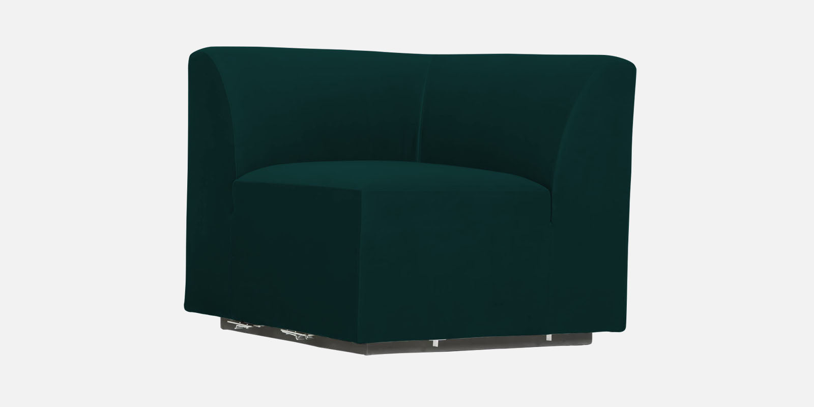 Bufa Velvet LHS Sectional Sofa In Forest Green Colour With Ottoman - Febonic Living
