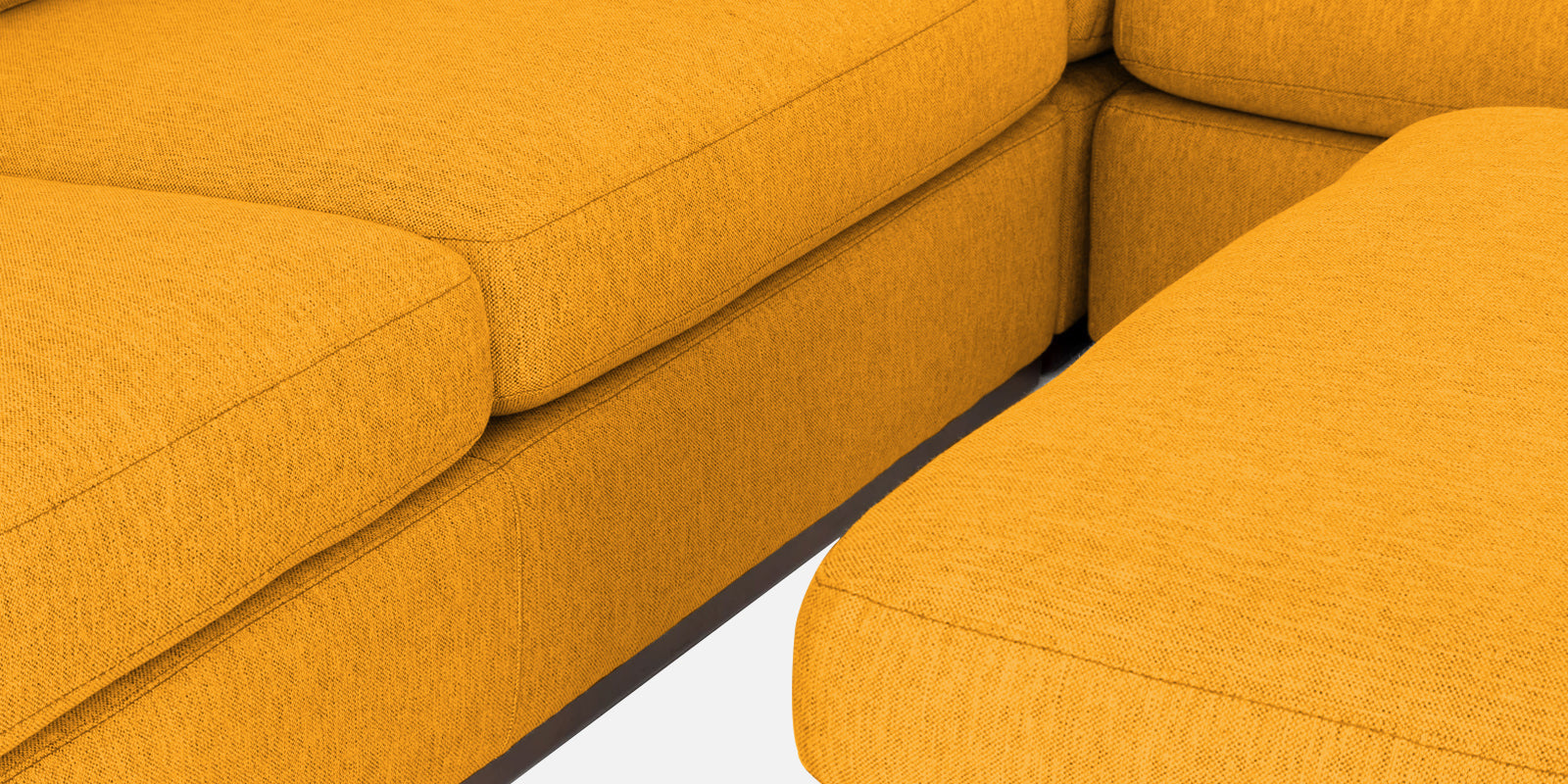 Freedom Velvet 6 Seater LHS Corner Sofa In Safforn Yellow Colour With Ottoman - Febonic Living
