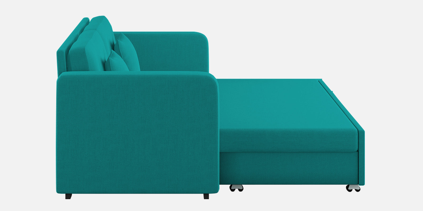 Rocky Fabric 3 Seater Pull Out Sofa Cum Bed In Sea Green Colour With Storage - Febonic Living