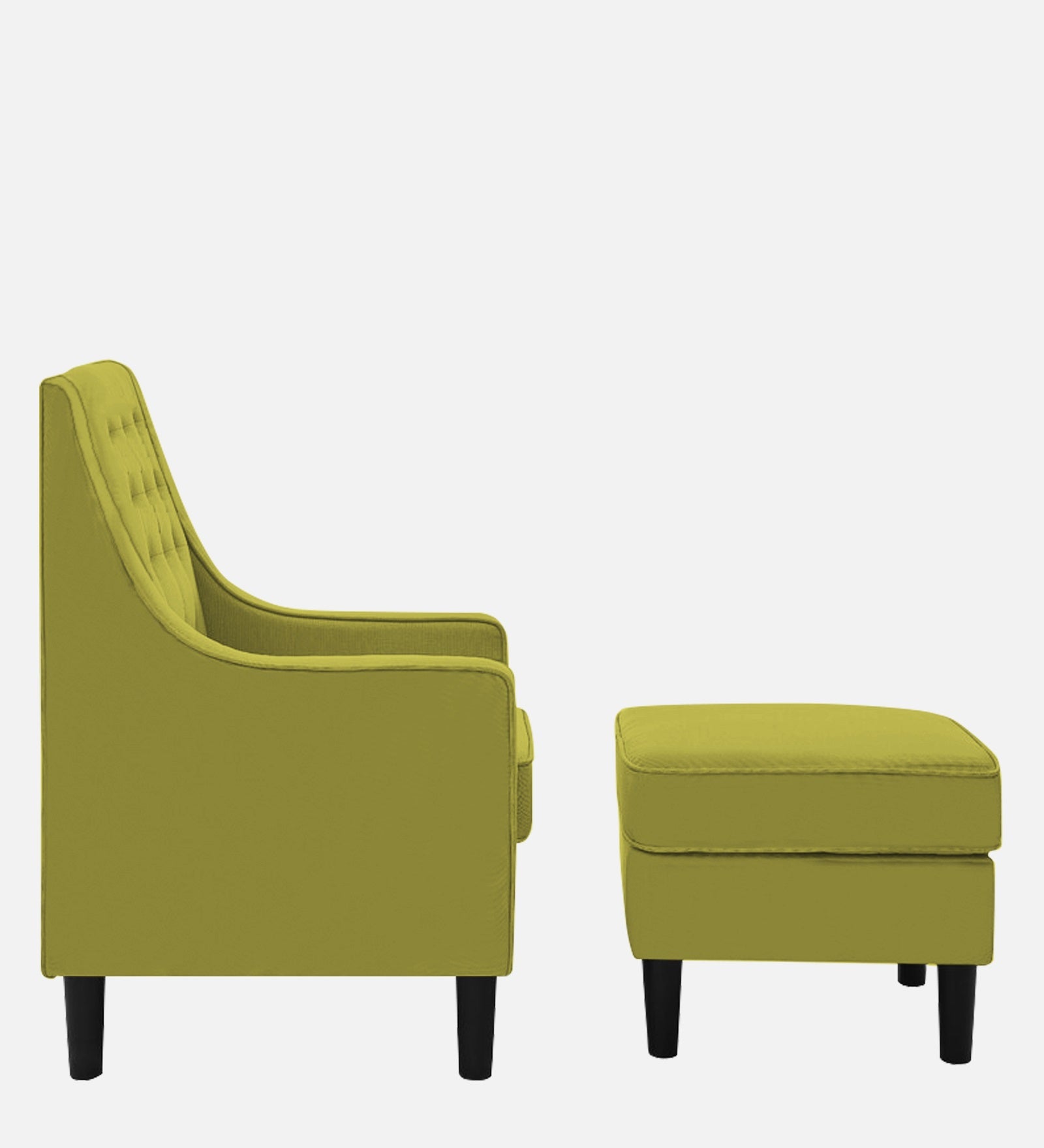 Sona Fabric Barrel Chair With Ottoman In Parrot Green Colour - Febonic Living