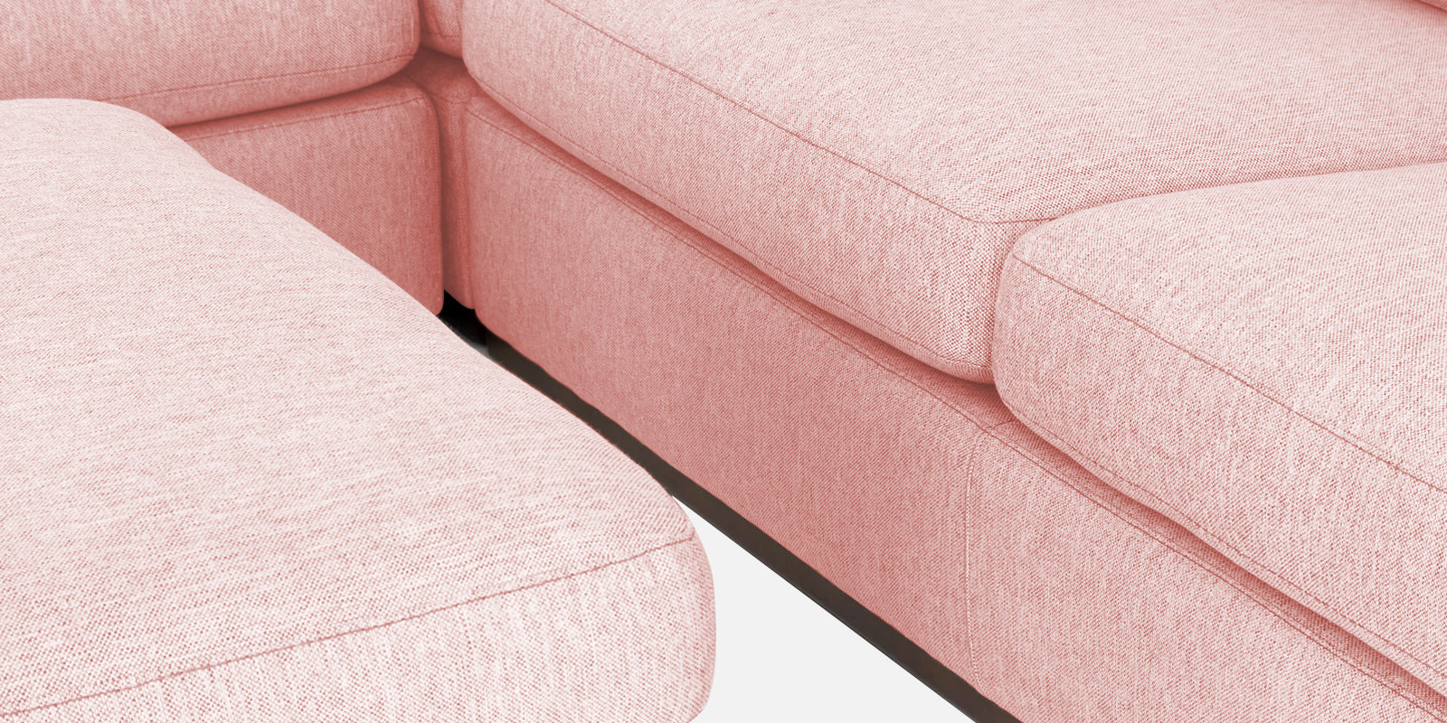 Freedom Velvet 6 Seater RHS Corner Sofa In Millennial Pink Colour With Ottoman - Febonic Living