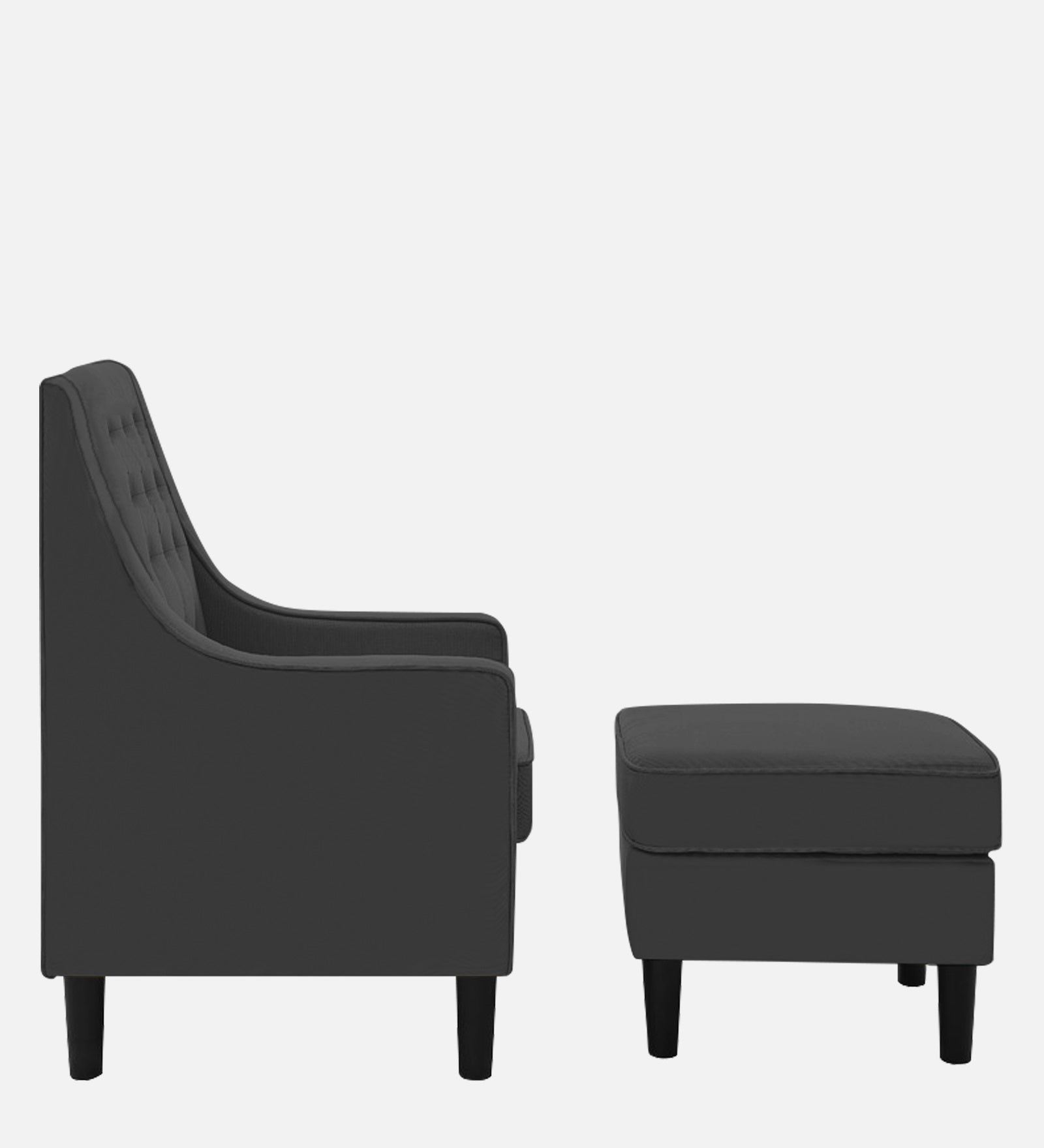 Sona Fabric Barrel Chair + Ottoman in Charcoal Grey Colour