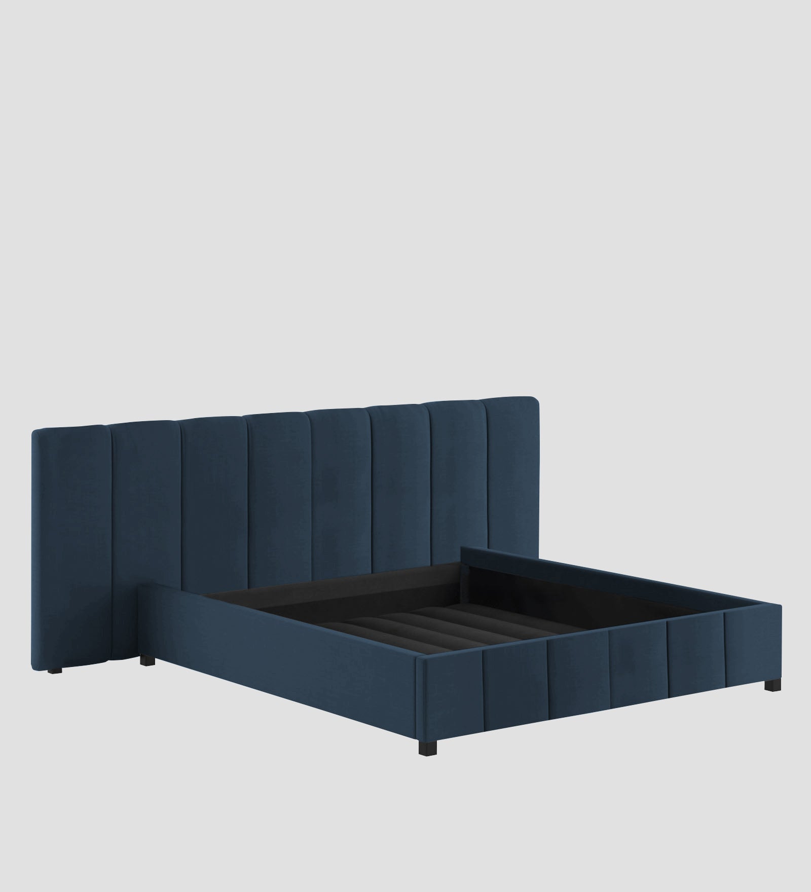 Nora Fabric Queen Size Bed In Light Blue Colour With Box Storage