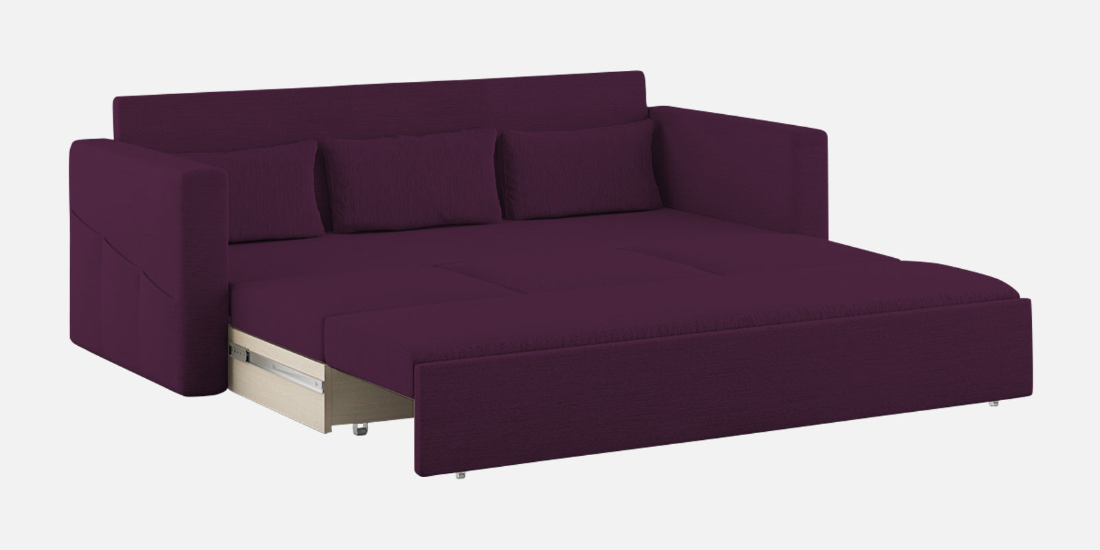River Fabric 3 Seater Pull Out Sofa Cum Bed In Greek Purple Colour - Febonic Living