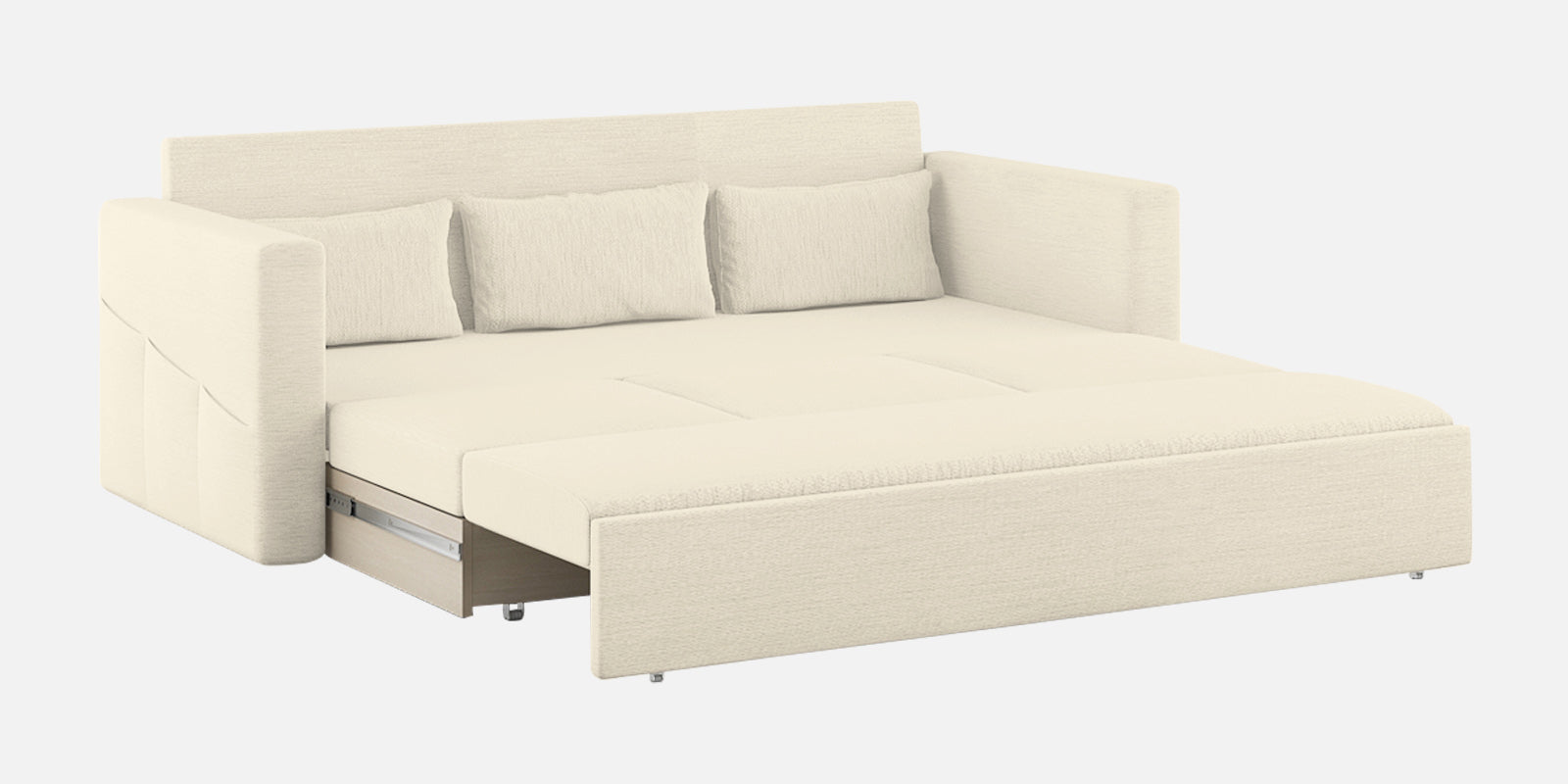 River Fabric 3 Seater Pull Out Sofa Cum Bed In ivory cream Colour - Febonic Living