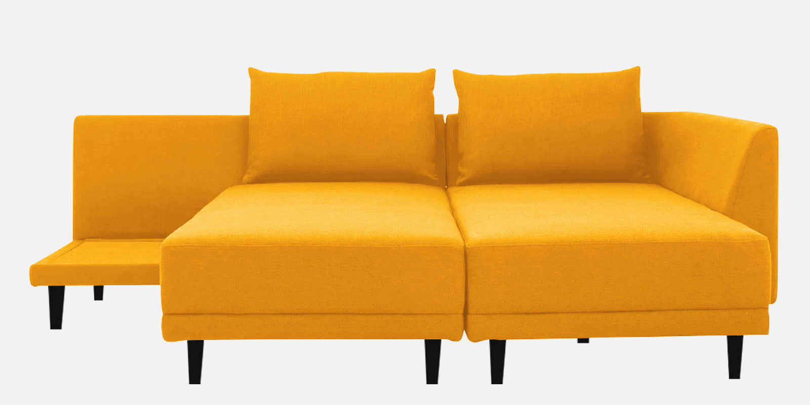 Ira Fabric LHS 6 Seater Convertible Sofa Cum Bed In Bold Yellow Colour - Febonic Living