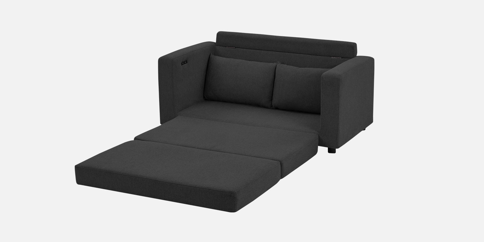 Roman Fabric 3 Seater Foldable Sofa Cum Bed In Charcoal Grey Colour With USB Portable Type - Febonic Living