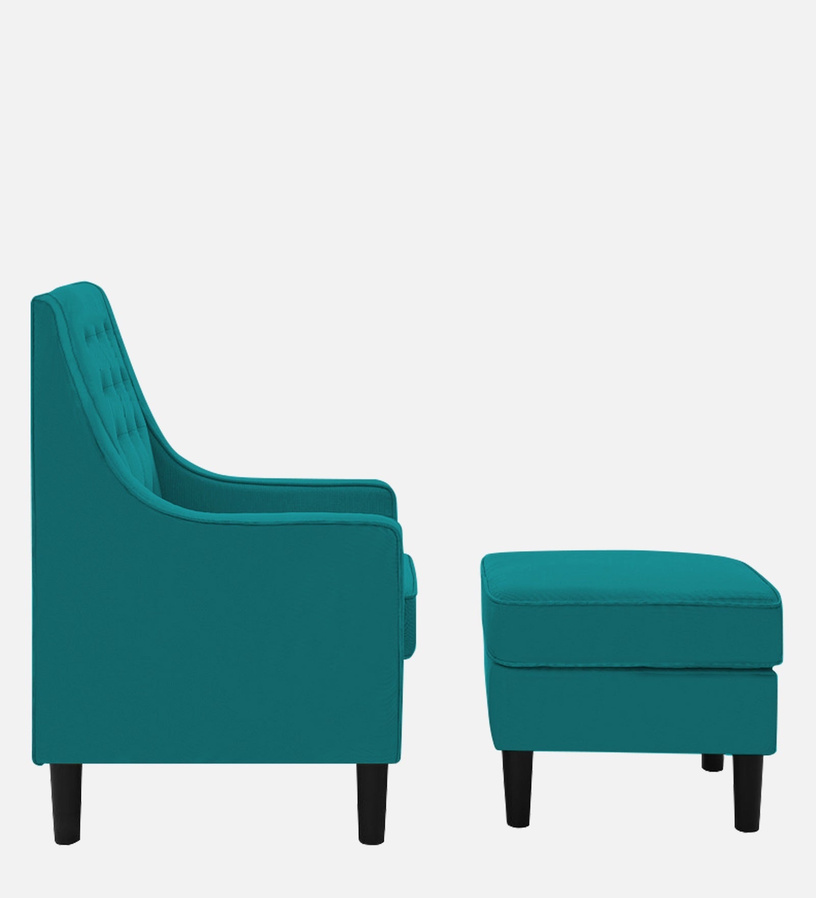 Sona Fabric Barrel Chair With Ottoman In Sea Green Colour - Febonic Living