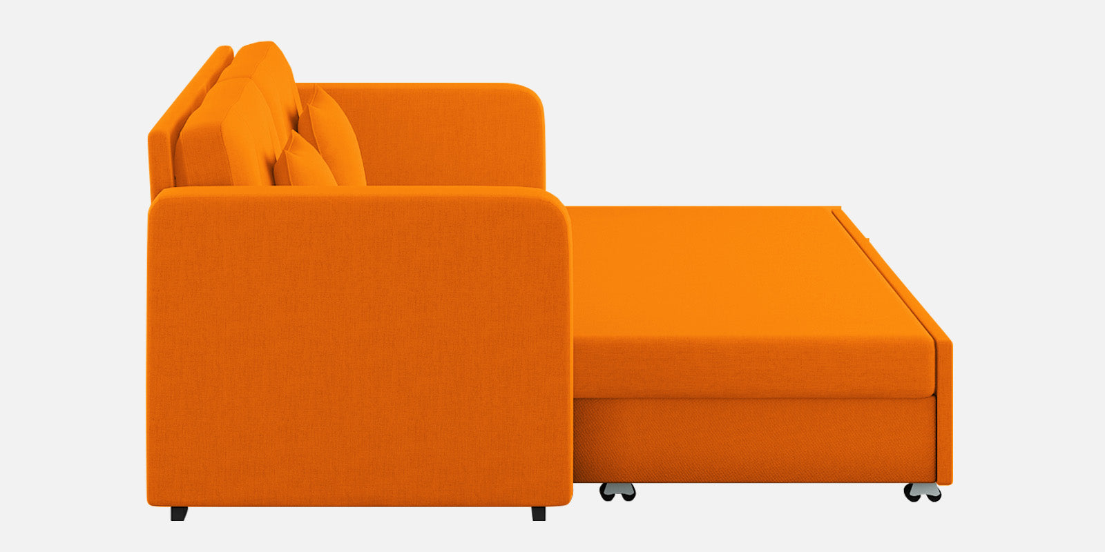 Rocky Fabric 3 Seater Pull Out Sofa Cum Bed In Vivid Orange Colour With Storage - Febonic Living