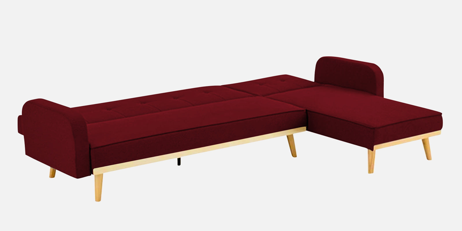 Zuno Fabric RHS Convertible Sofa Cum Bed In Ruby Red Colour - Febonic Living