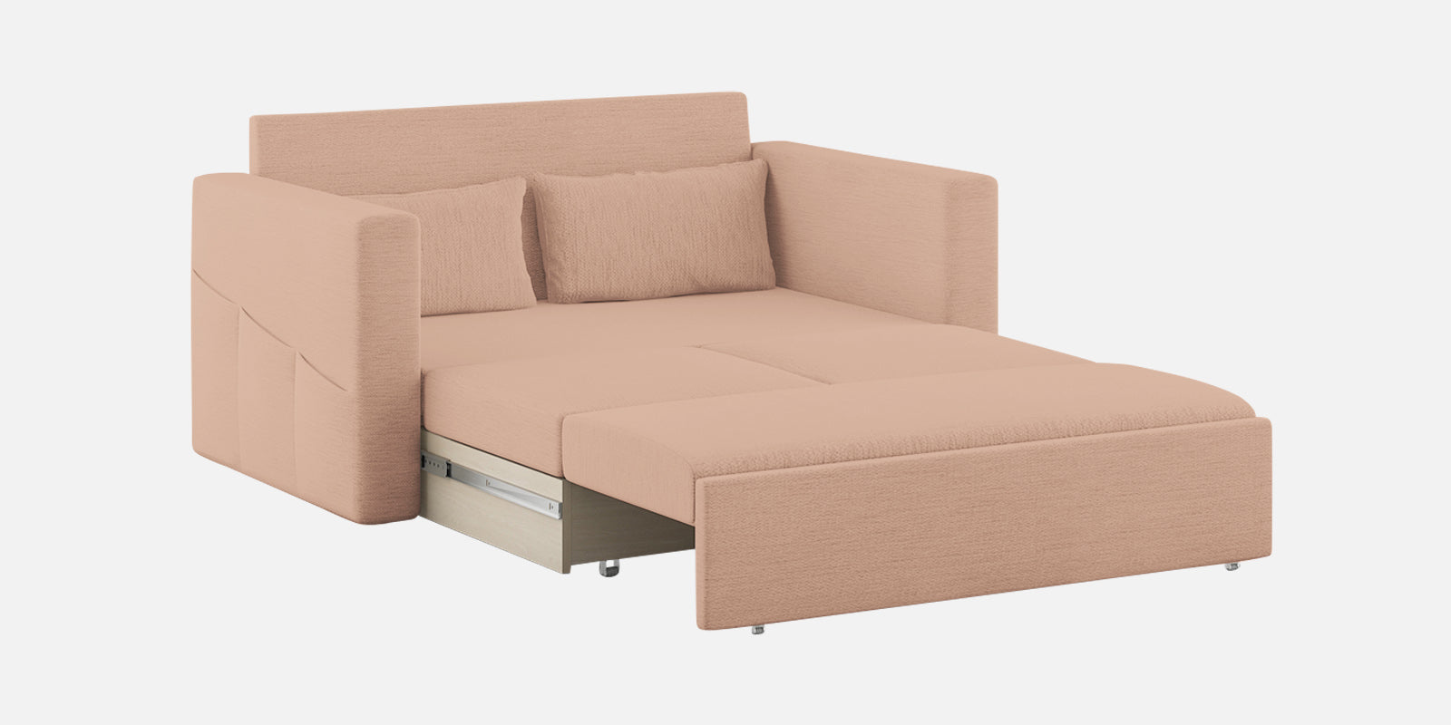 River Fabric 2 Seater Pull Out Sofa Cum Bed In Cosmic Beige Colour - Febonic Living