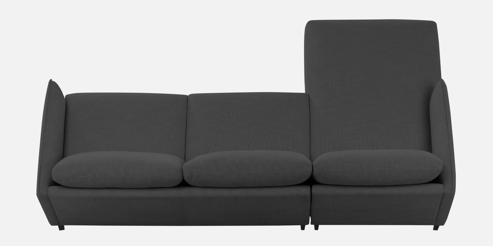 Piku Fabric RHS Sectional Sofa (3+Lounger) In Charcoal Grey Colour - Febonic Living
