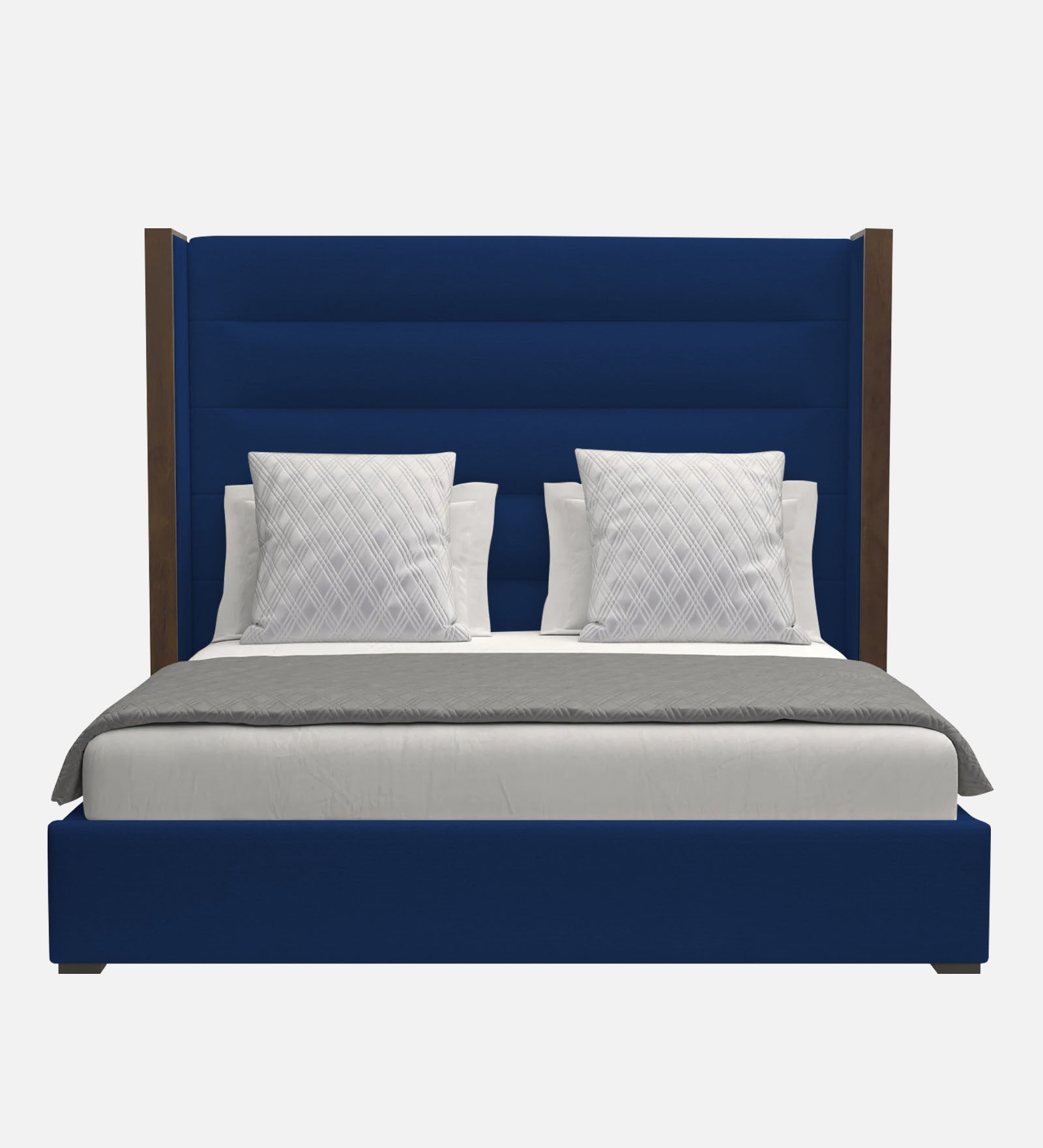 Sunny Fabric Queen Size Bed In Royal Blue Colour - Febonic Living