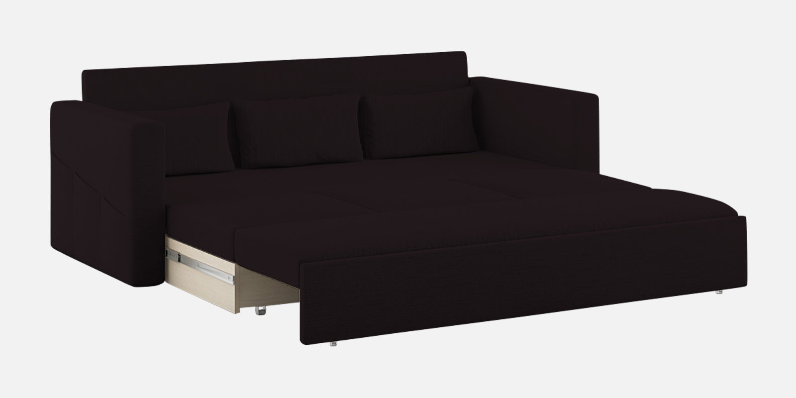River Fabric 3 Seater Pull Out Sofa Cum Bed In Cara Brown Colour - Febonic Living