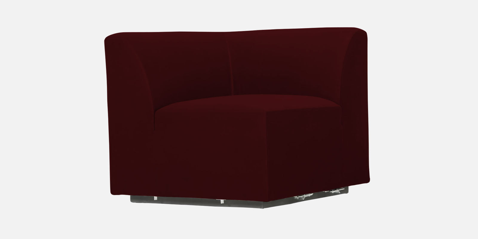 Bufa Velvet RHS Sectional Sofa In Dark Maroon Colour With Ottoman - Febonic Living
