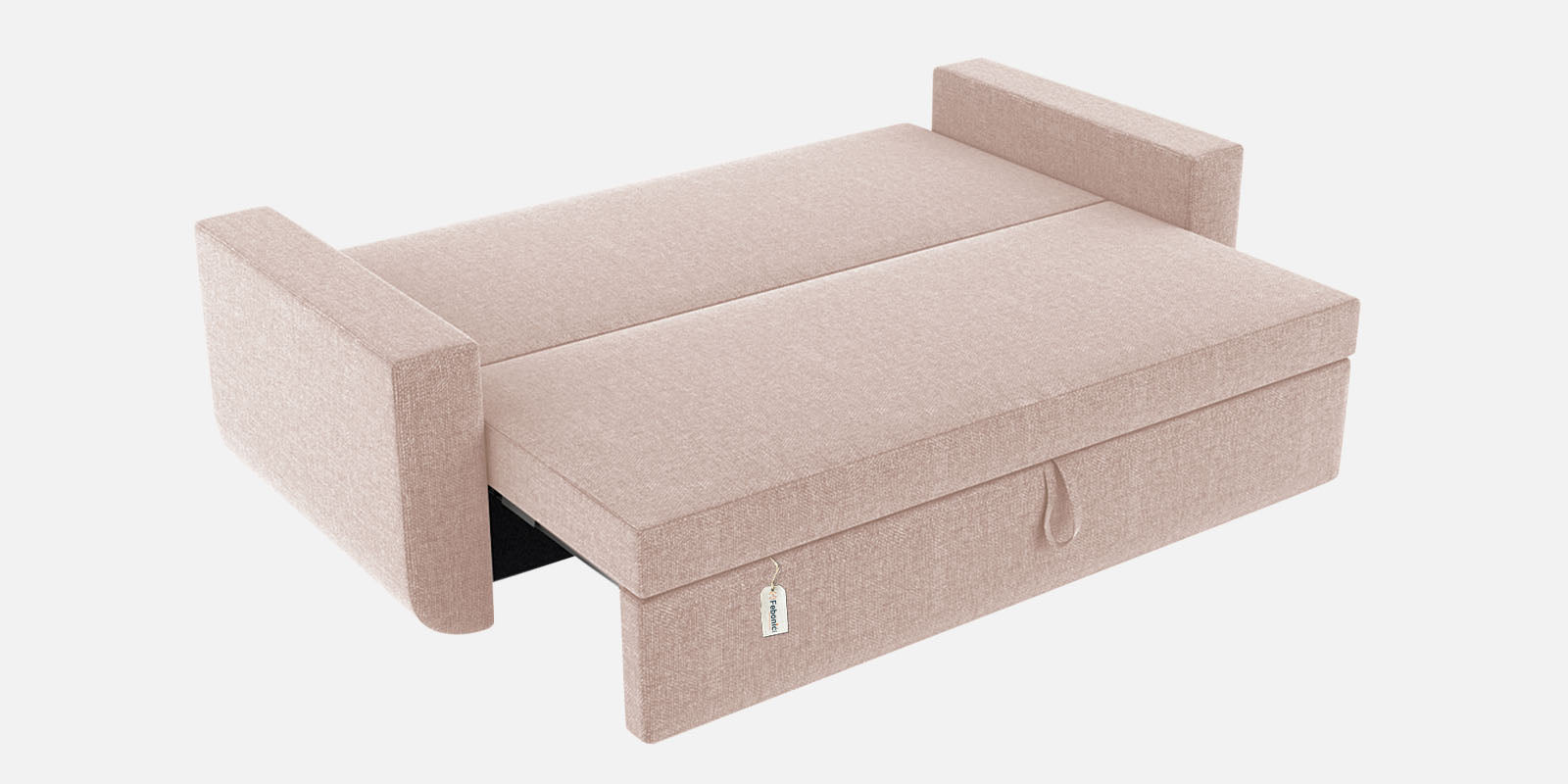 Grace Fabric 3 Seater Pull Out Sofa Cum Bed In Woom Beige Colour With Storage - Febonic Living