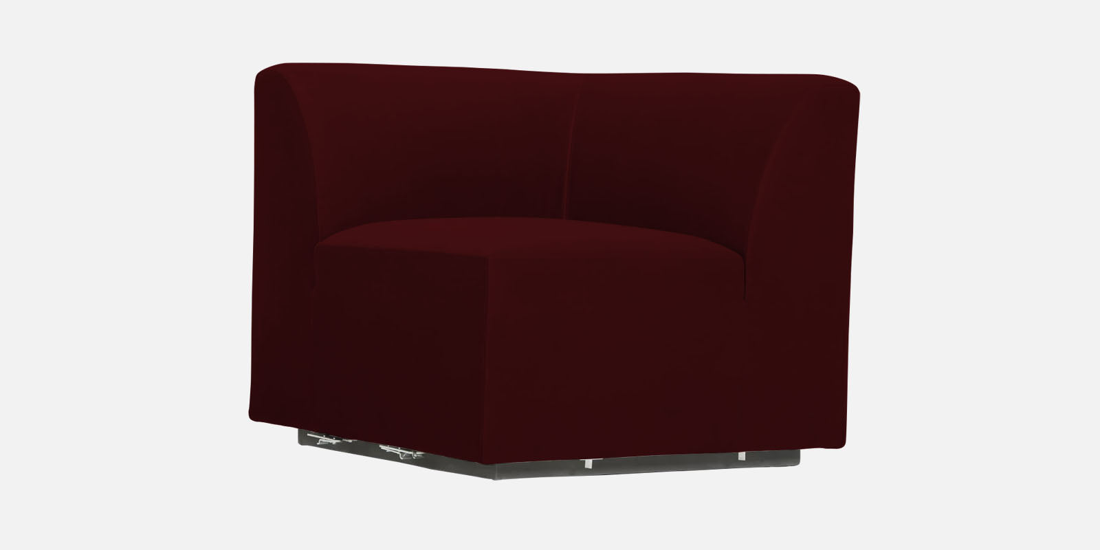 Bufa Velvet LHS Sectional Sofa In Dark Maroon Colour With Ottoman - Febonic Living