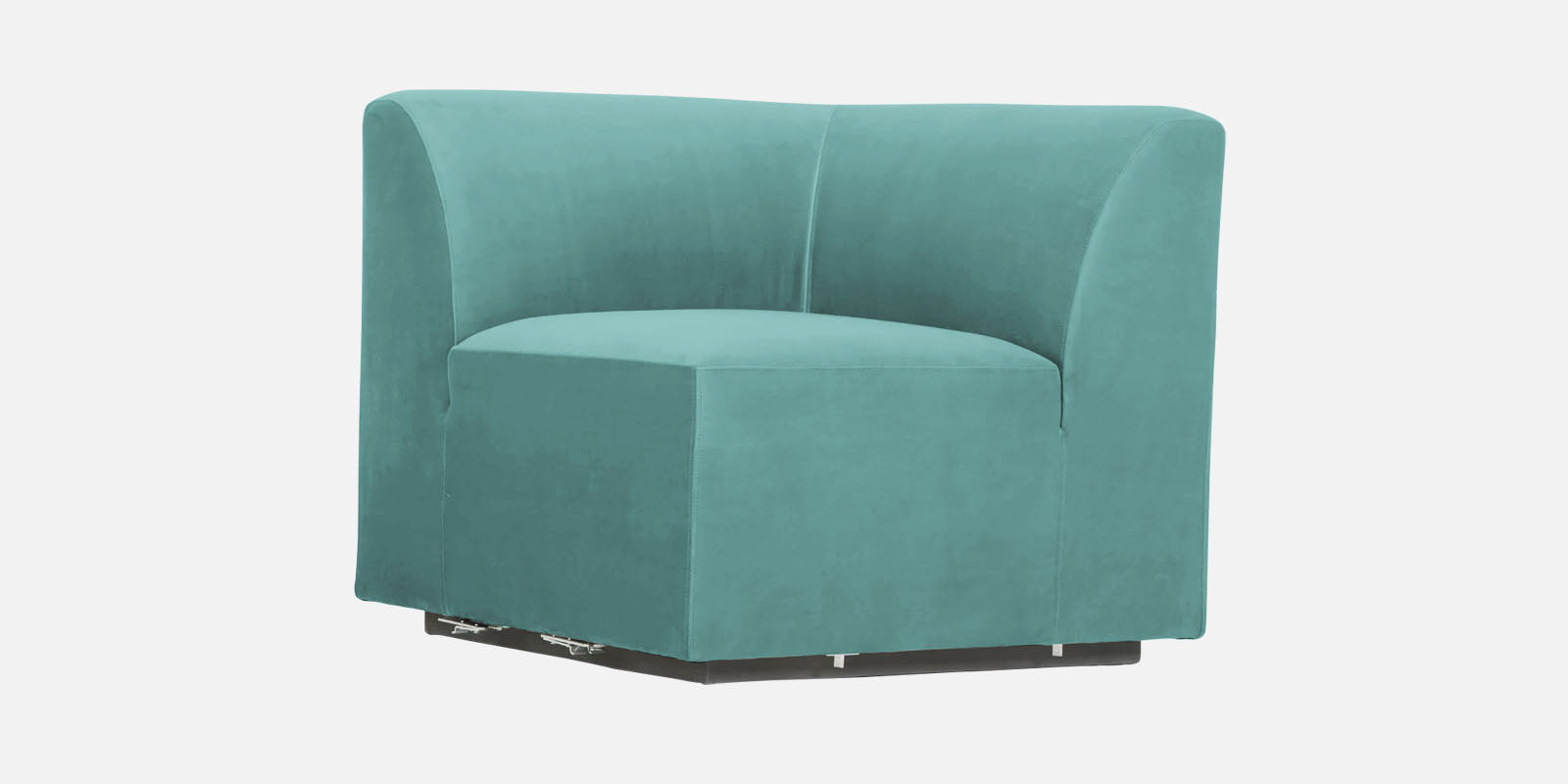 Bufa Velvet LHS Sectional Sofa In Aqua Blue Colour With Ottoman - Febonic Living