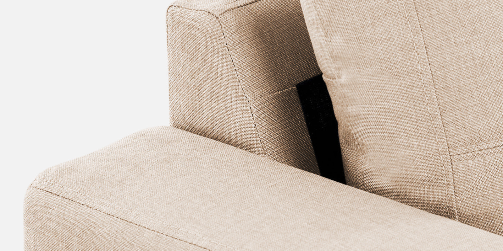 Perry Fabric LHS Sectional Sofa (3+Lounger) In Woom Beige Colour - Febonic Living