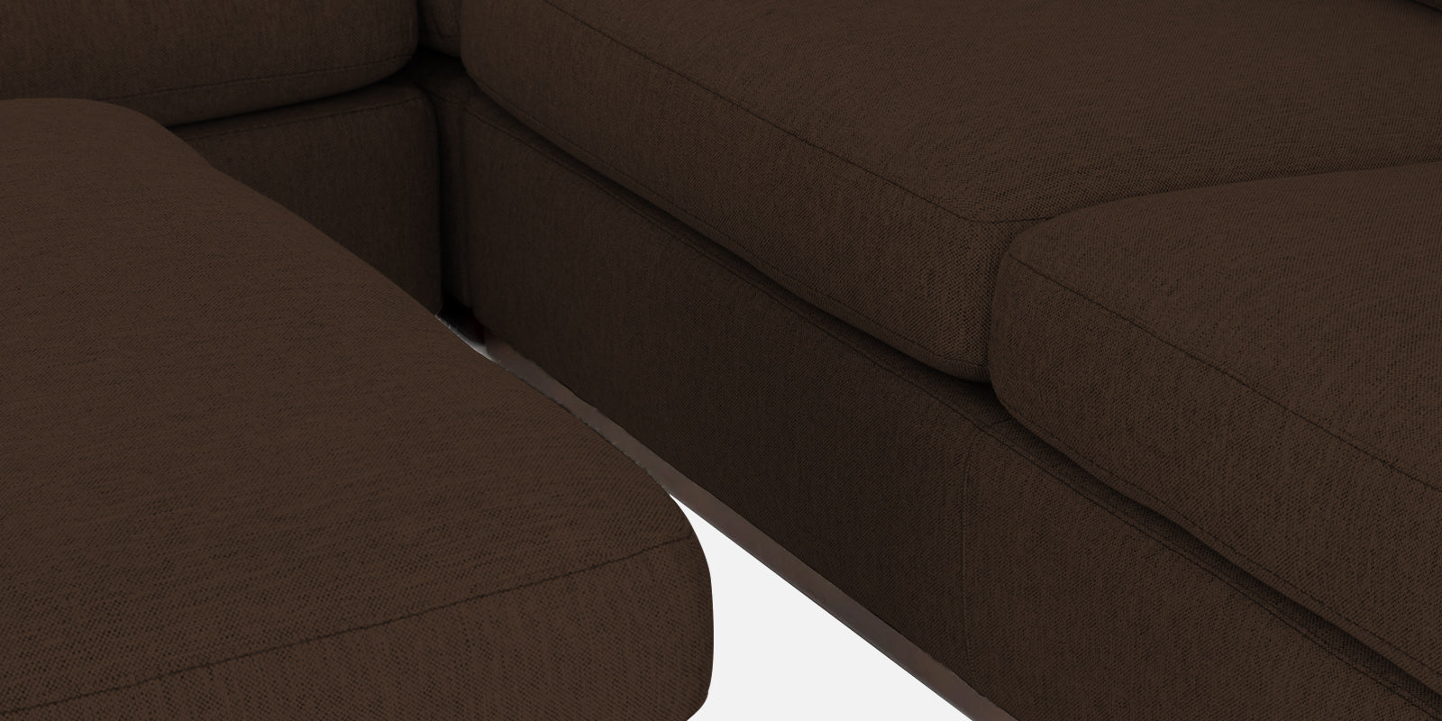Freedom Velvet 6 Seater RHS Corner Sofa In Cholocate Brown Colour With Ottoman - Febonic Living