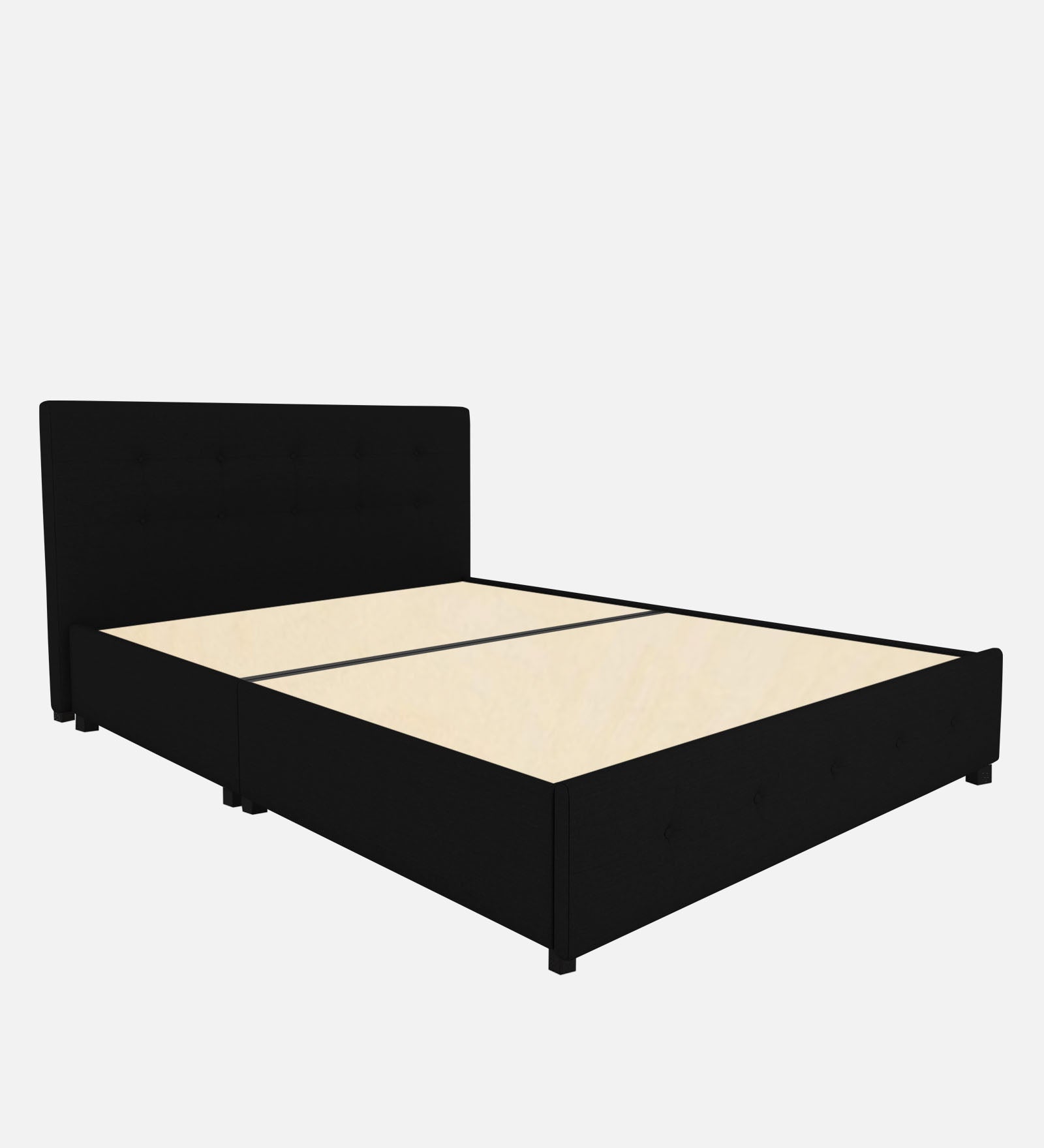 Lido Fabric King Size Bed In Zed Black Colour With Drawer Storage - Febonic Living