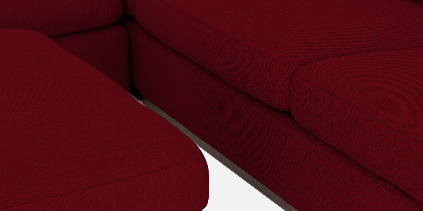 Freedom Velvet 6 Seater RHS Corner Sofa In Cherry Red Colour With Ottoman - Febonic Living
